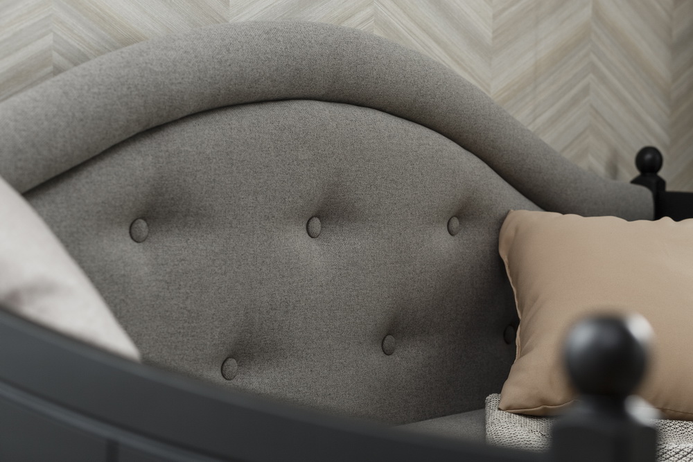 Тахта чёрная Айно №9 с мягким изголовьем 800х2000