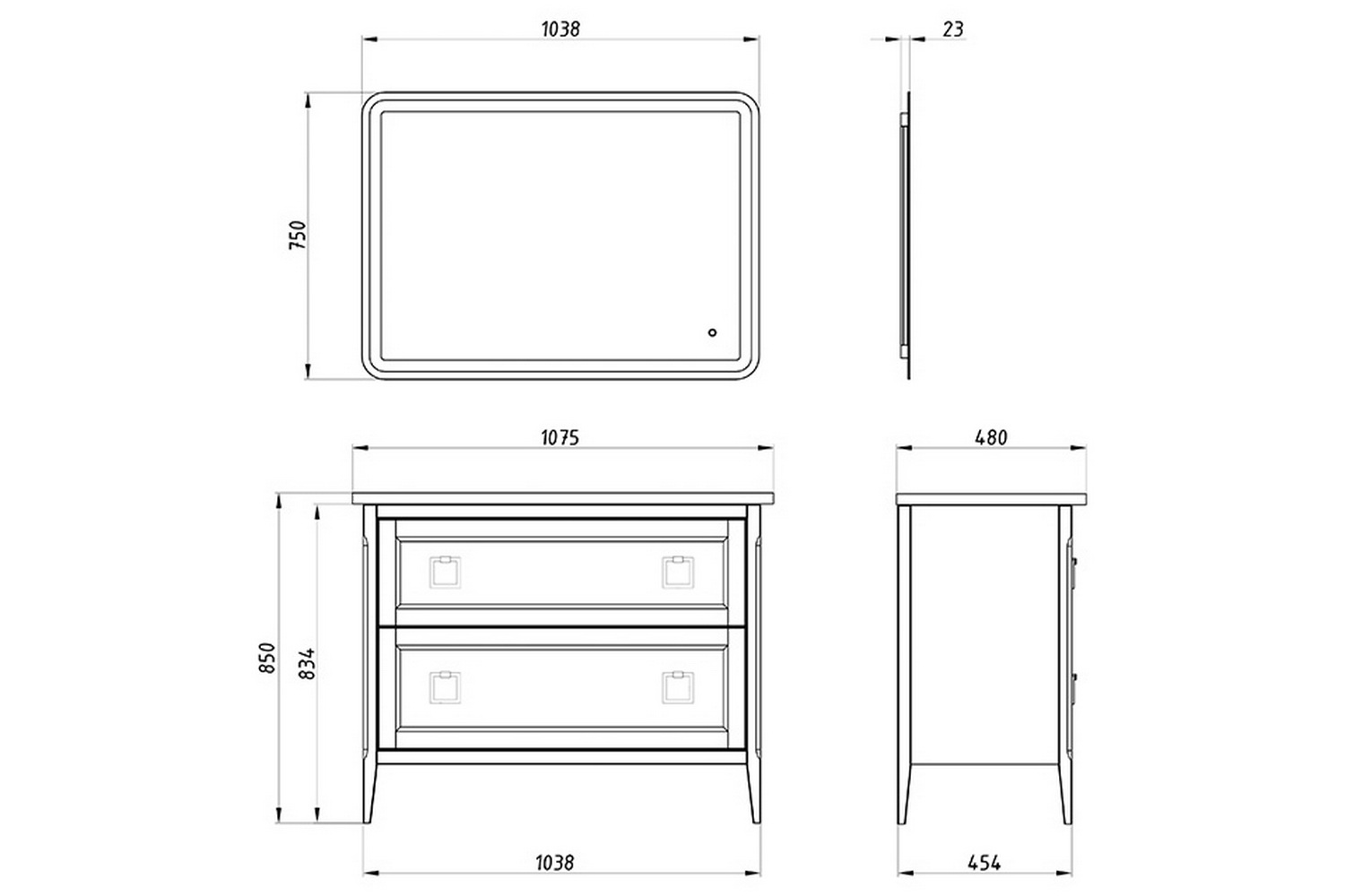   Подстолье с 2 ящиками Рома 100Н напольное под умывальник Эйфория 100  