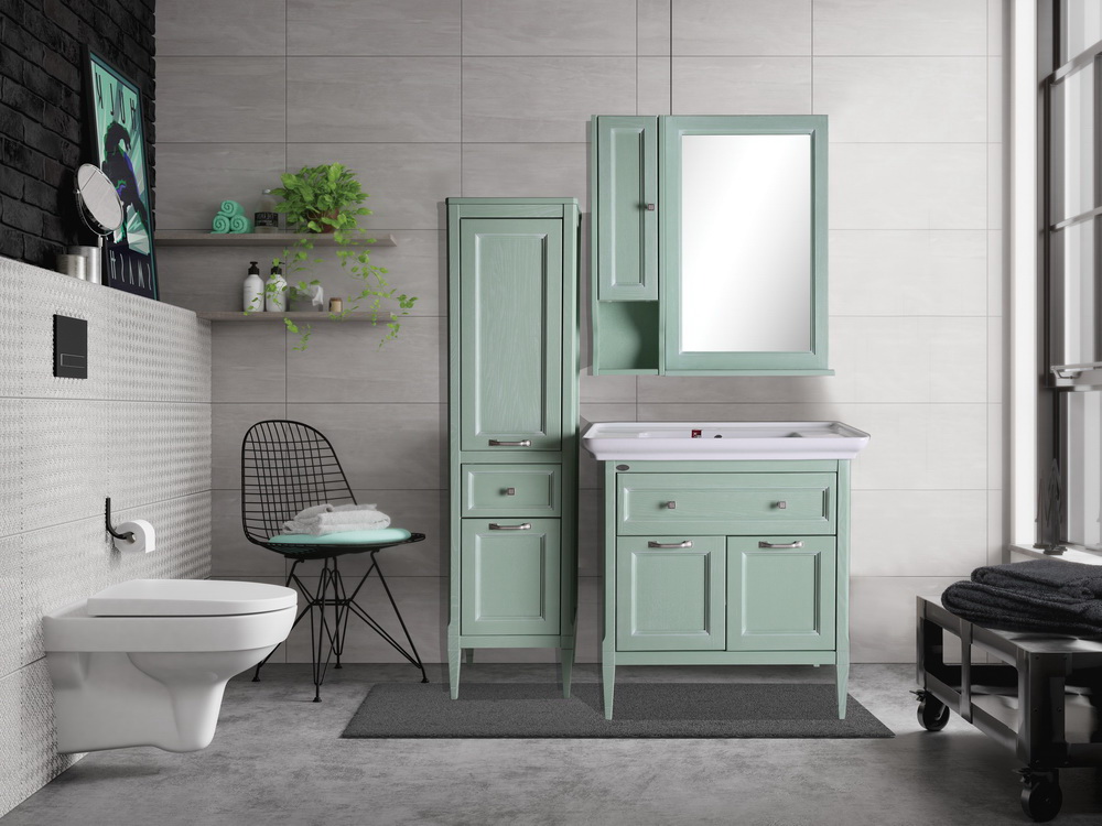 Зеркало белое Монте 80 с полочкой