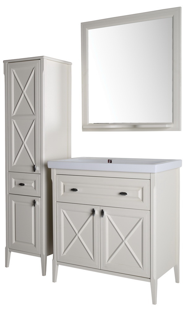 Зеркало белое Монте 80 с полочкой