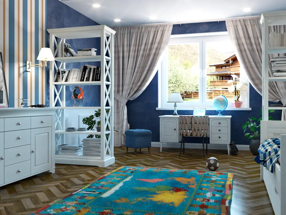 Стеллаж массив сосны Форест сквозной белый воск/антрацит(с крестом) белый