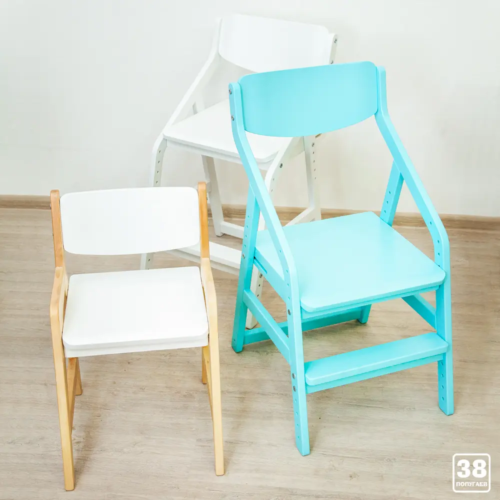 Стул деревянный голубой Rabbit Wood аква