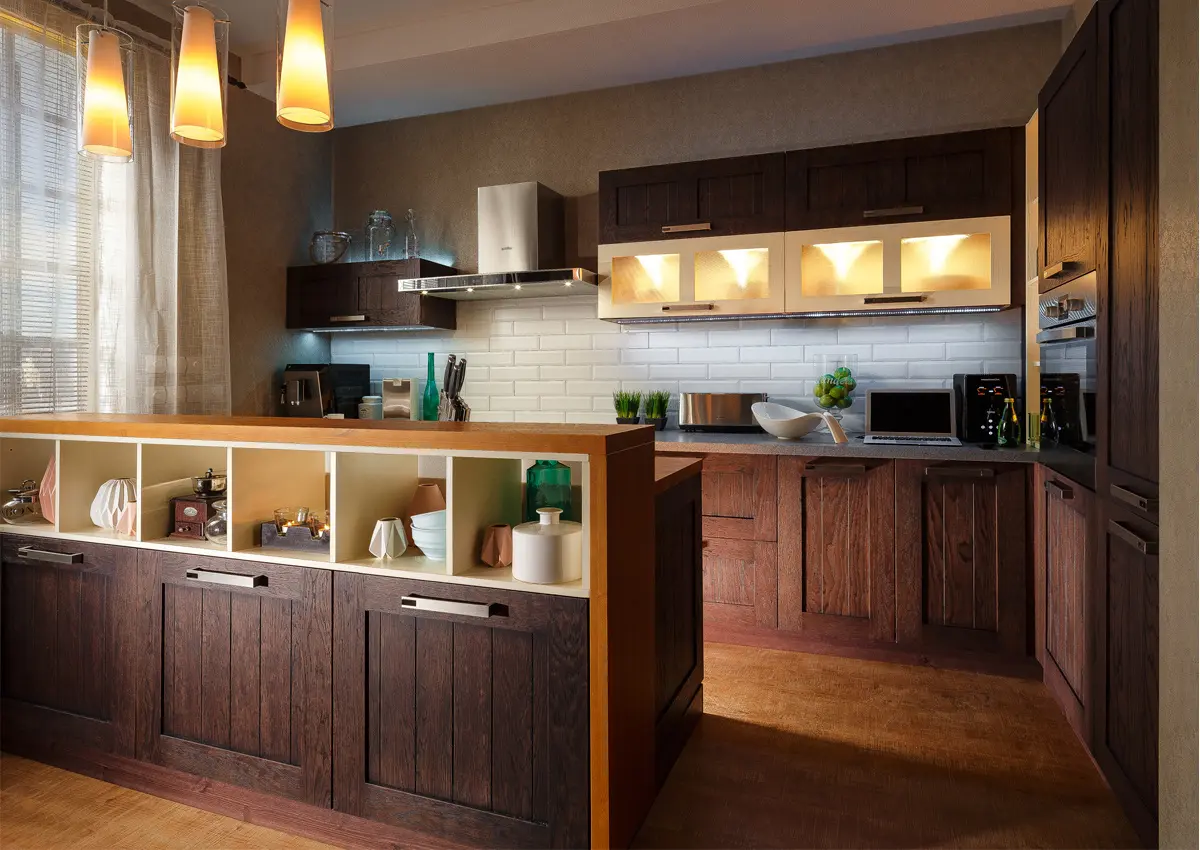 Кухня из массива  Шоколад (цена за п/м)