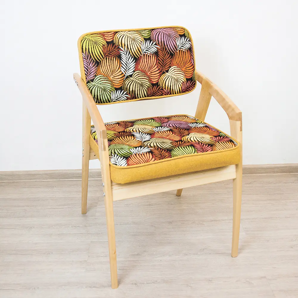 Стул Rabbit Wood Бруно гобелен Листья+рогожка Сан-Леон