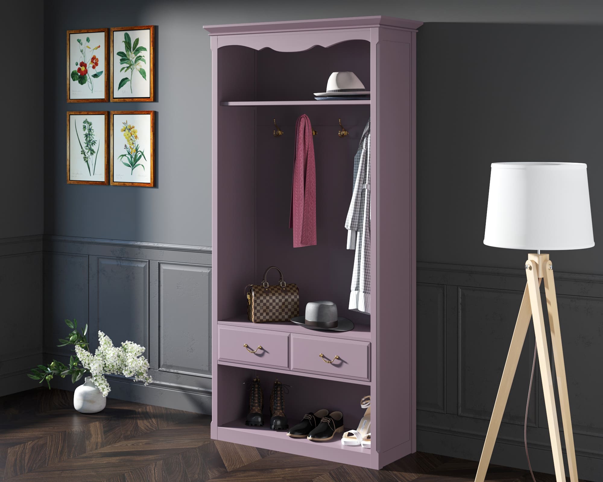 Шкаф-прихожая массив Leontina Lavanda открытая арт ST9360L