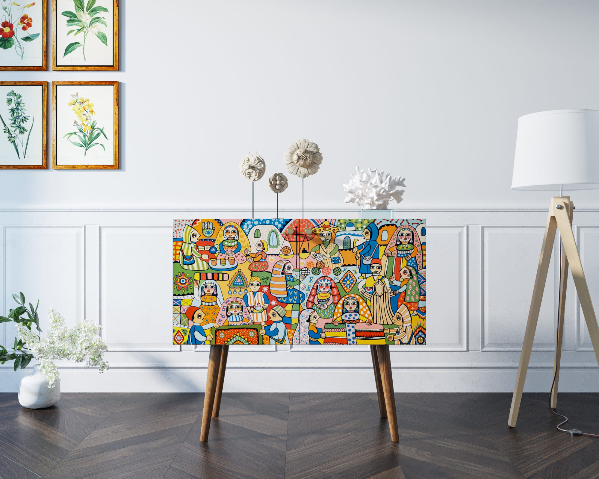 Комод с 2 ящиками на высоких ножках "Berber" малый