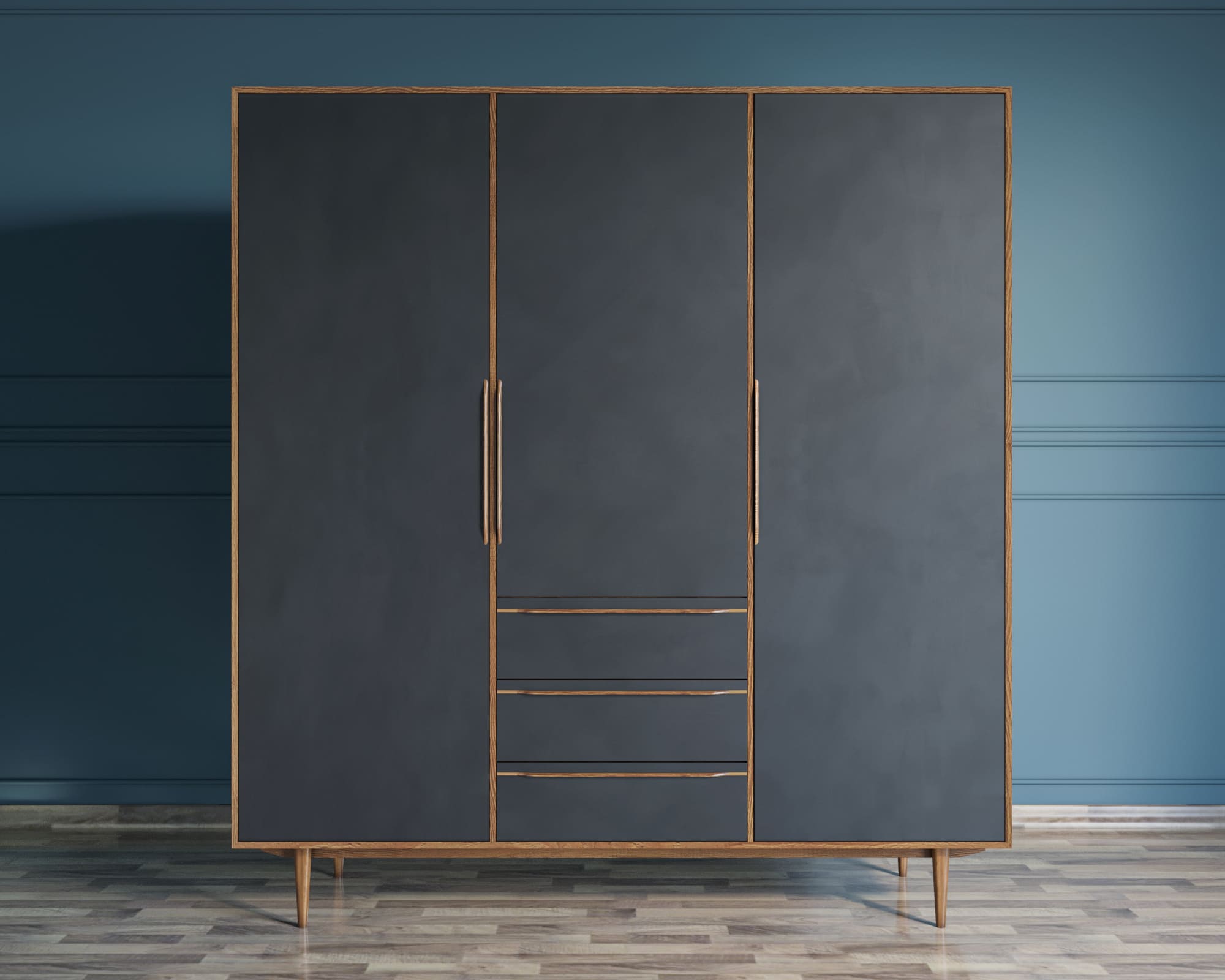 Шкаф в скандинавском стиле "Bruni Black" трехстворчатый