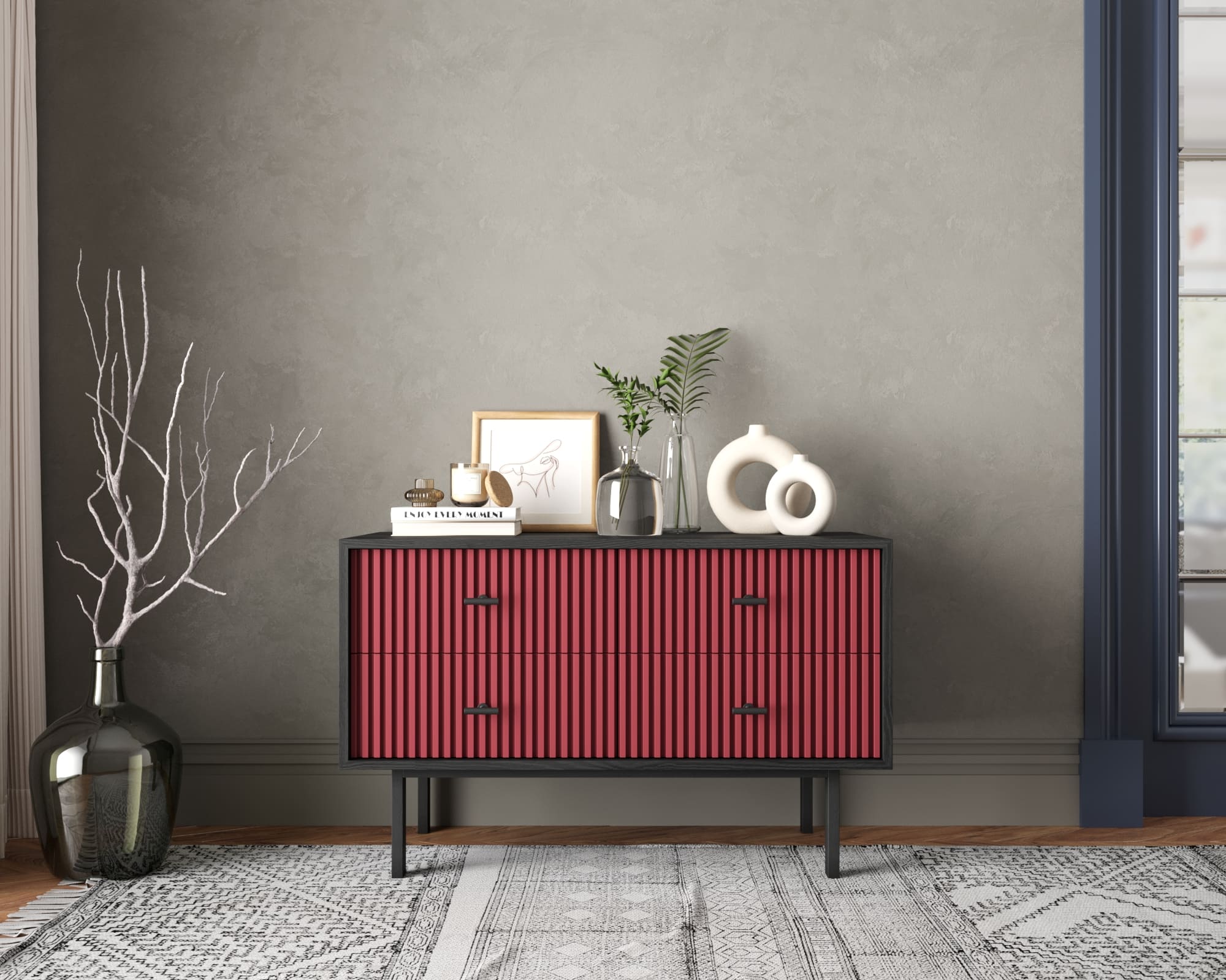 Комод с четырьмя ящиками "Emerson" арт EM05/red/L