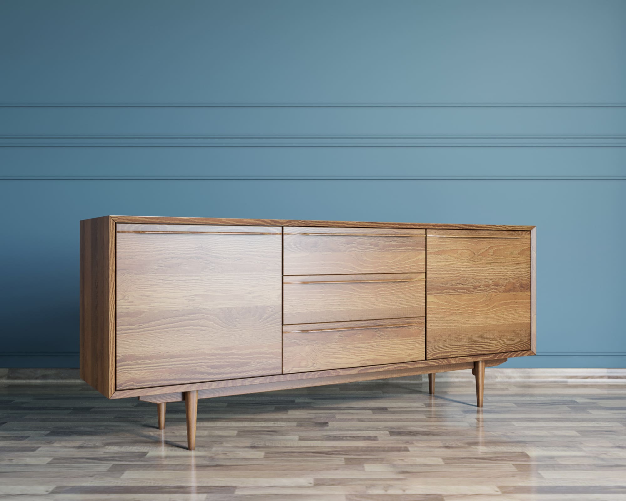 Комод из дерева "Bruni" с тремя ящиками и дверками