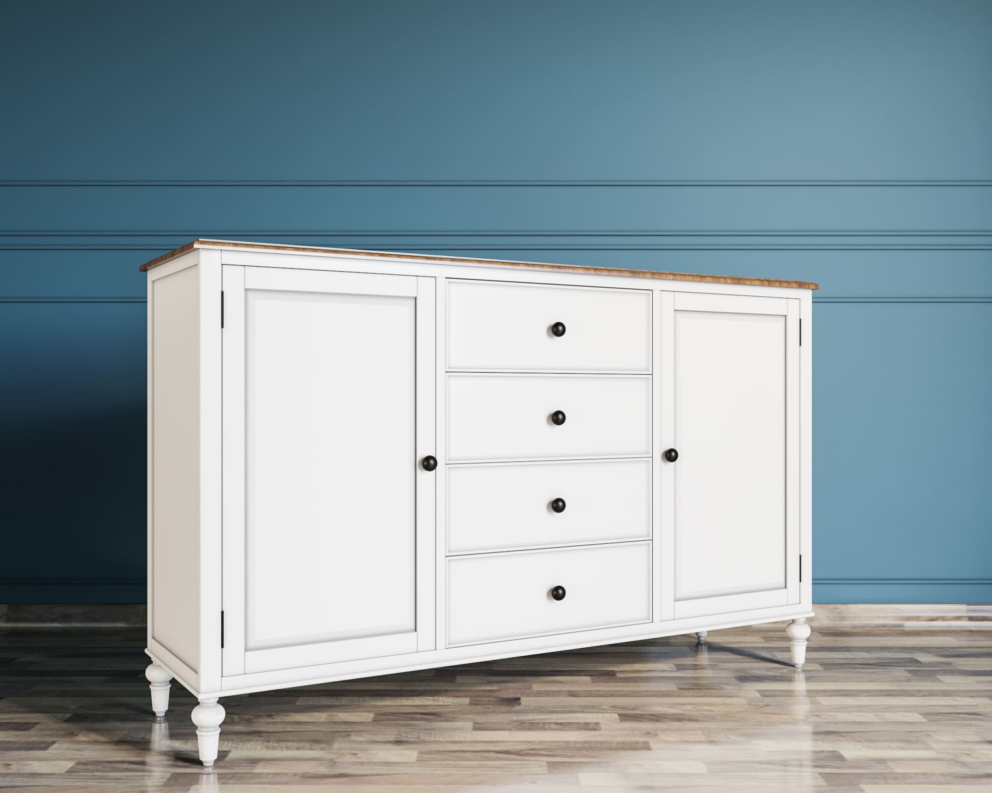 Большой комод с 4 ящиками белый "Odri"