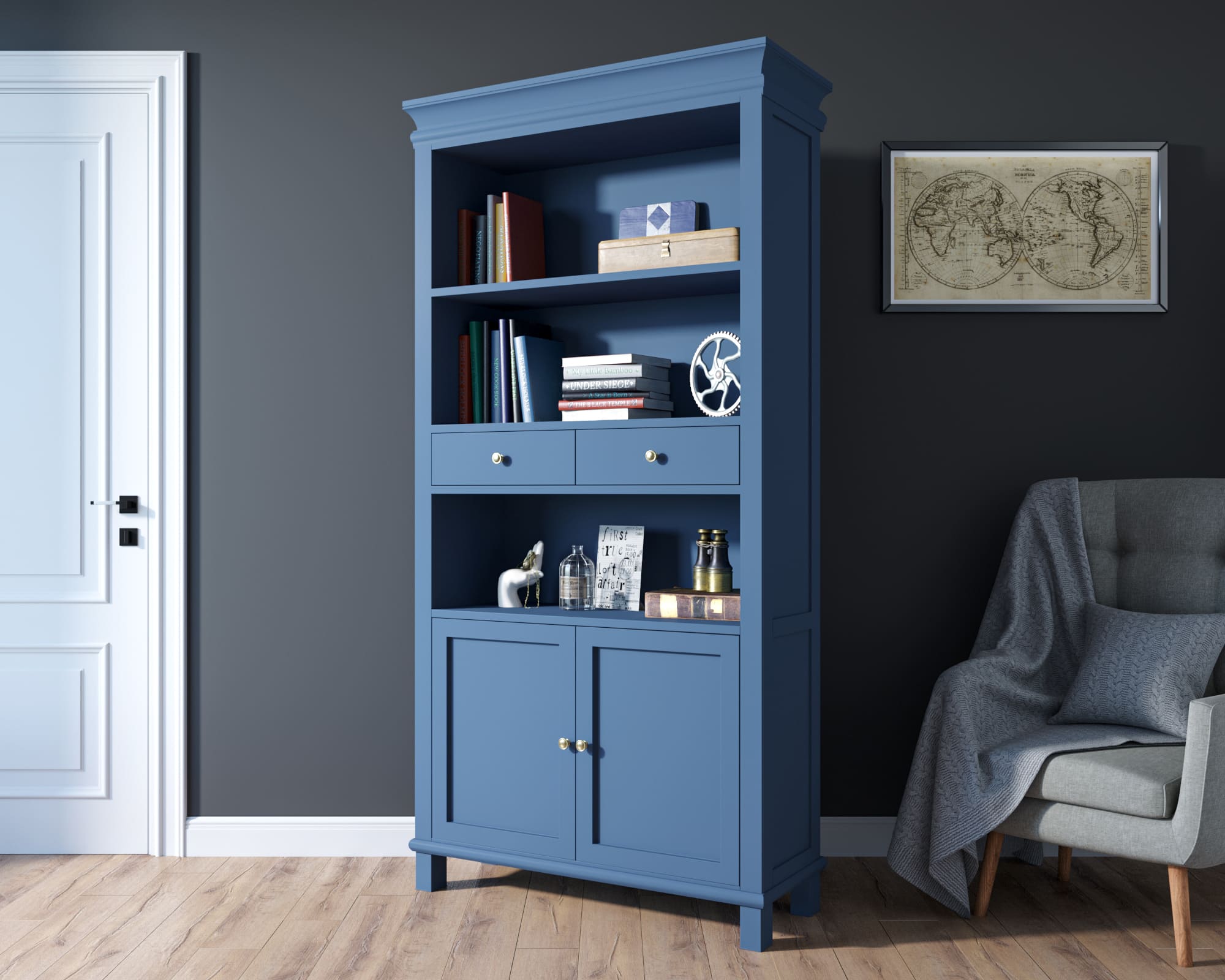 Стеллаж с ящиками с ящиками "Jules Verne" с дверками