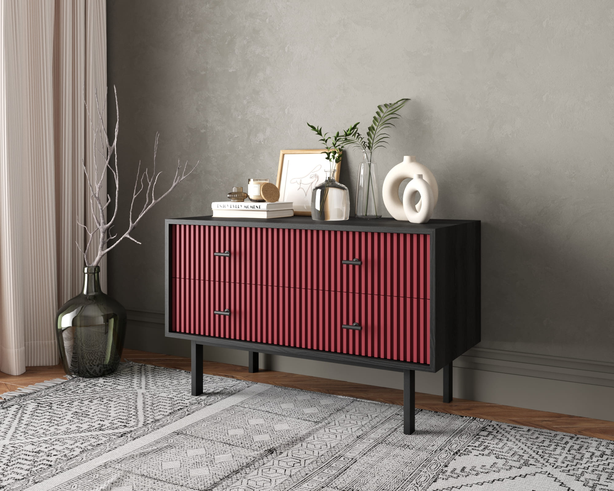 Комод с четырьмя ящиками "Emerson" арт EM05/red/L