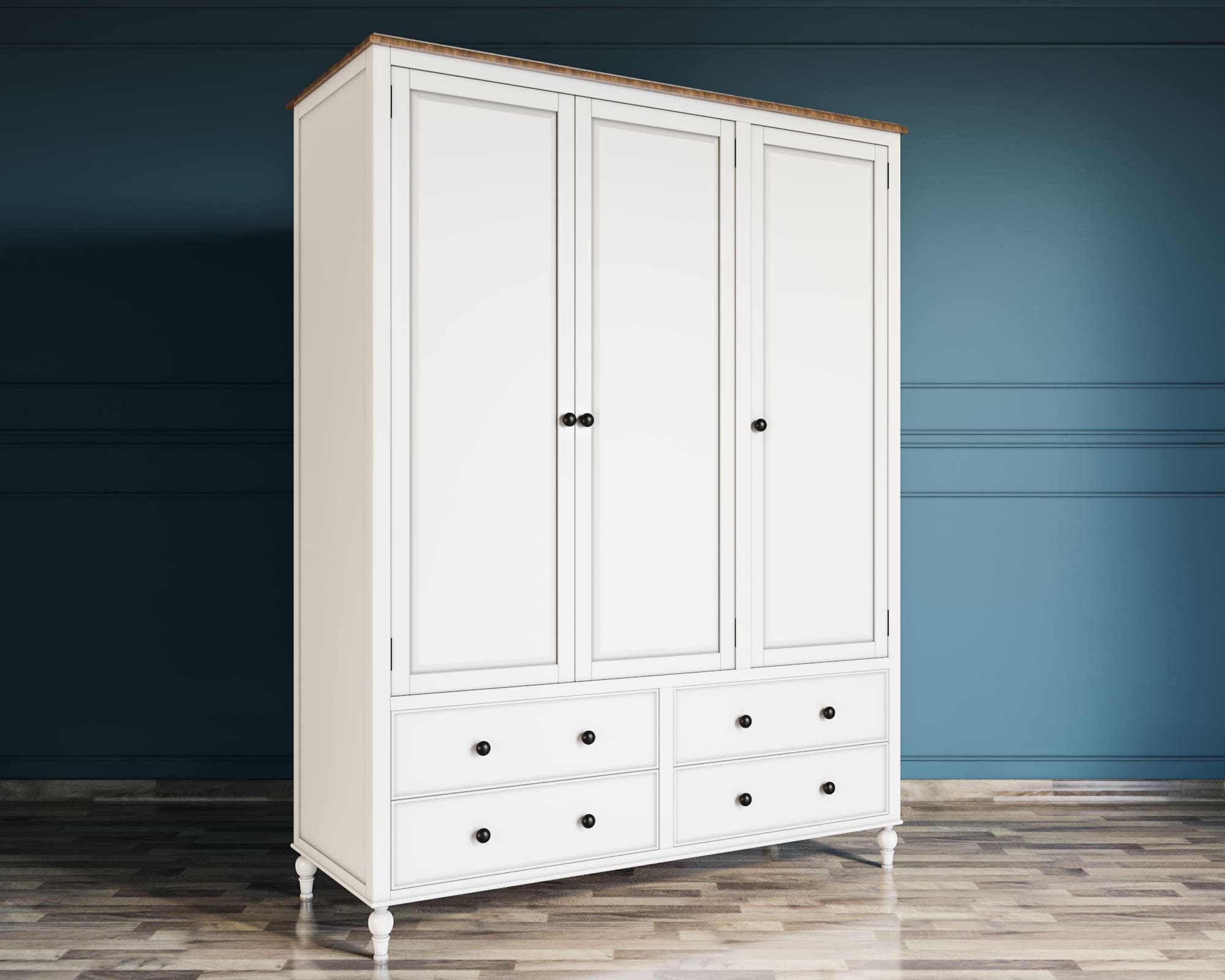 Шкаф 3 створчатый белый «Odri" с ящиками