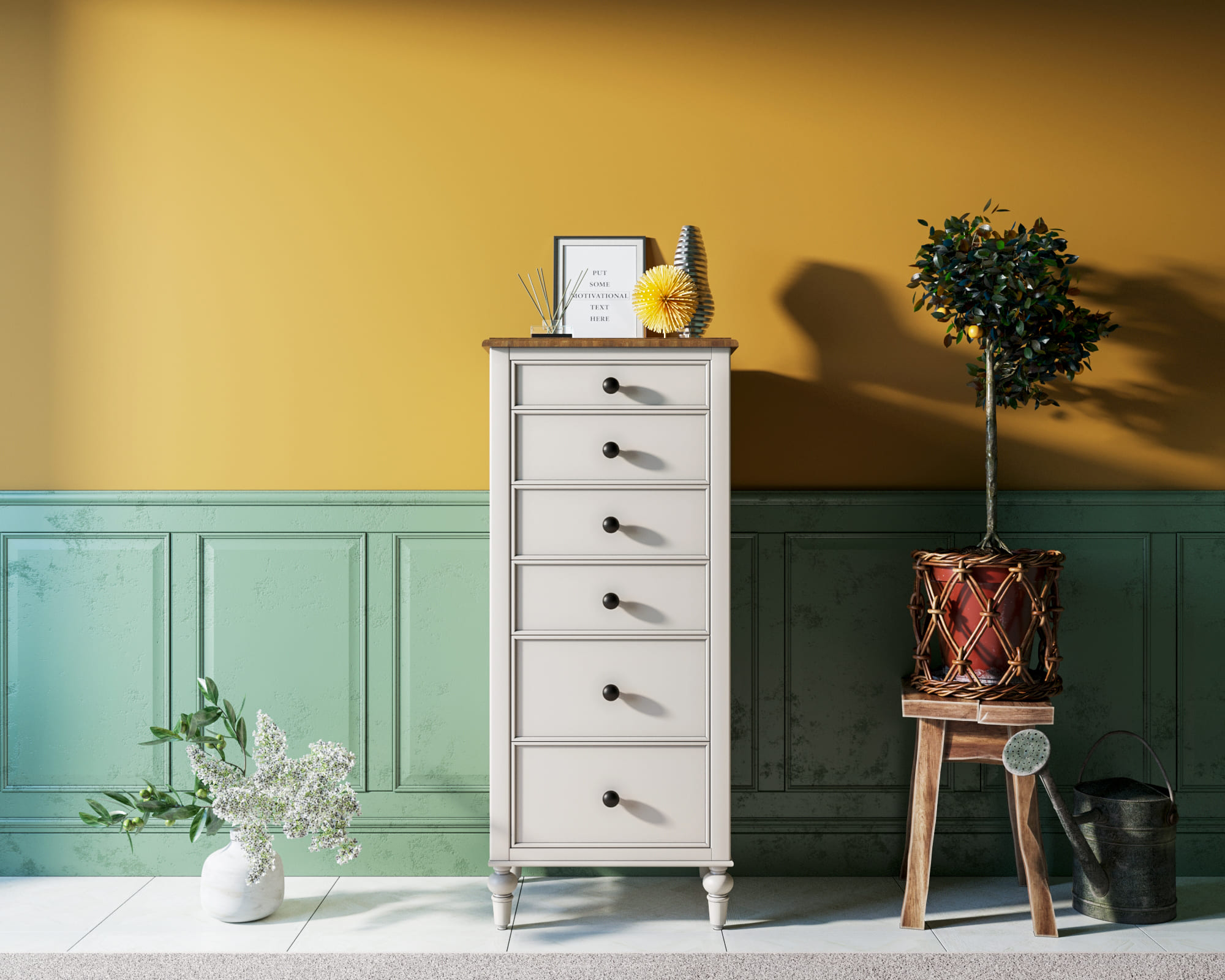 Узкий комод с 6 ящиками "Odri"