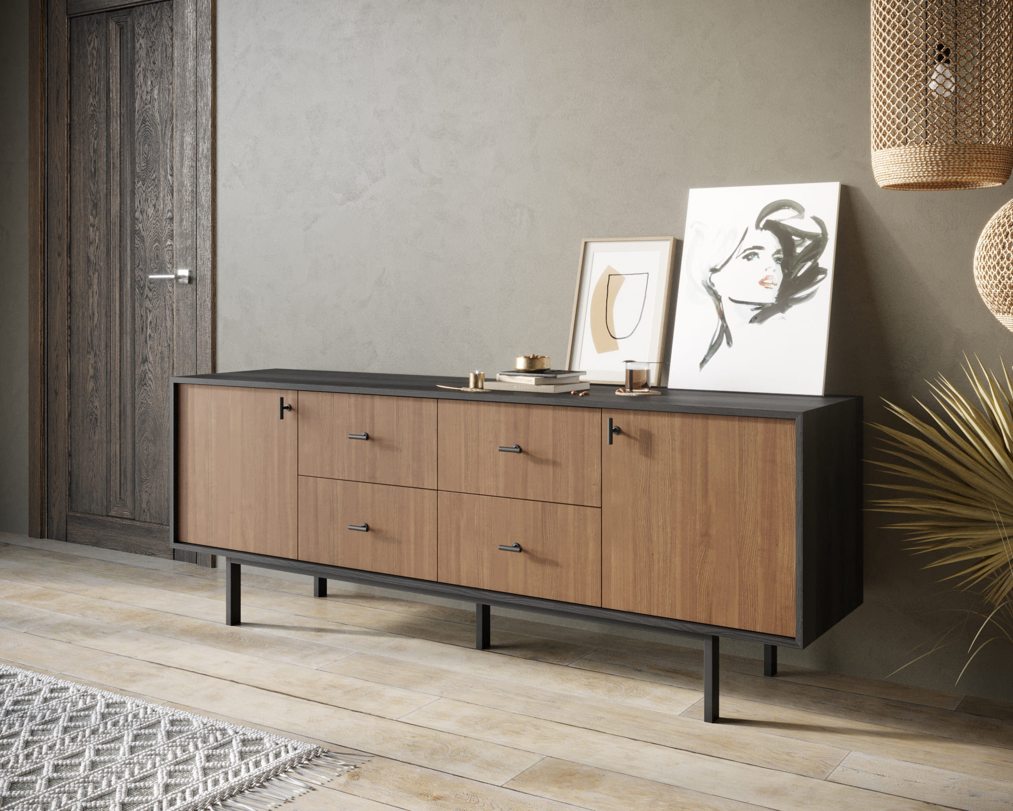 Комод две дверки и четыре ящика "Emerson"