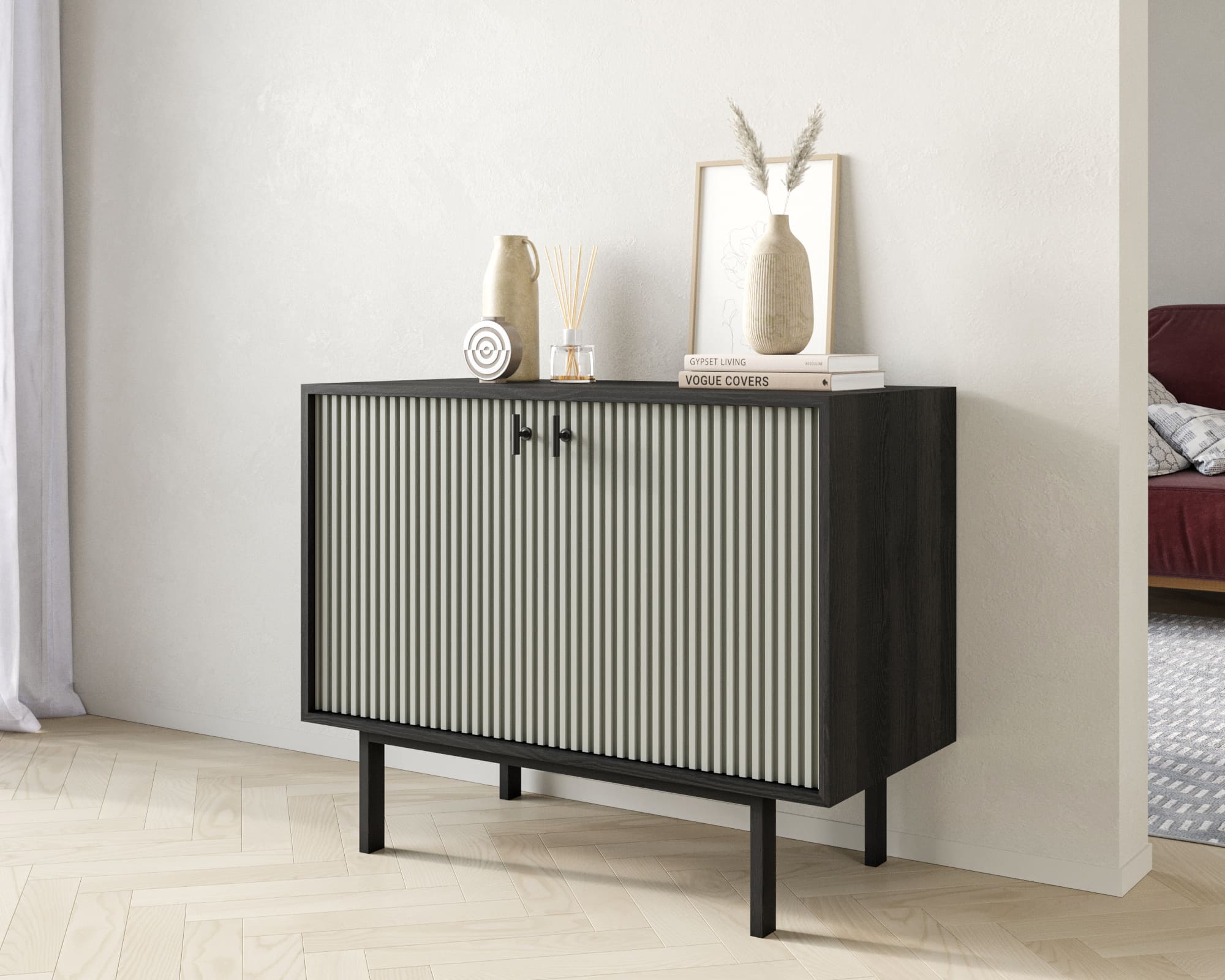 Комод с двумя дверками "Emerson" арт EM02/gray/L