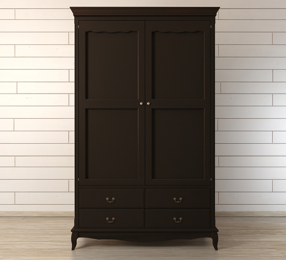 Шкаф двустворчатый черный с 2 ящиками "Leontina Black"