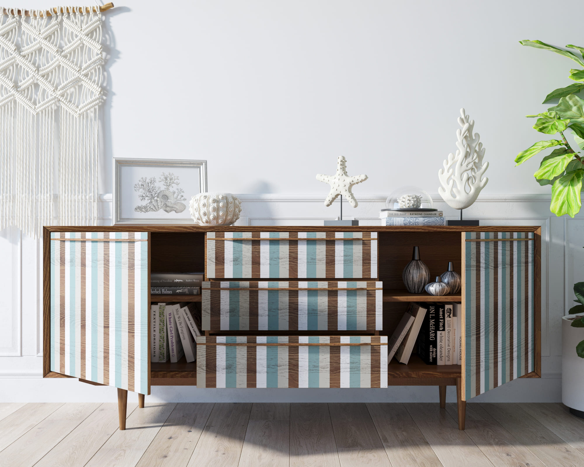 Комод "Bruni print 1" с тремя ящиками и дверками