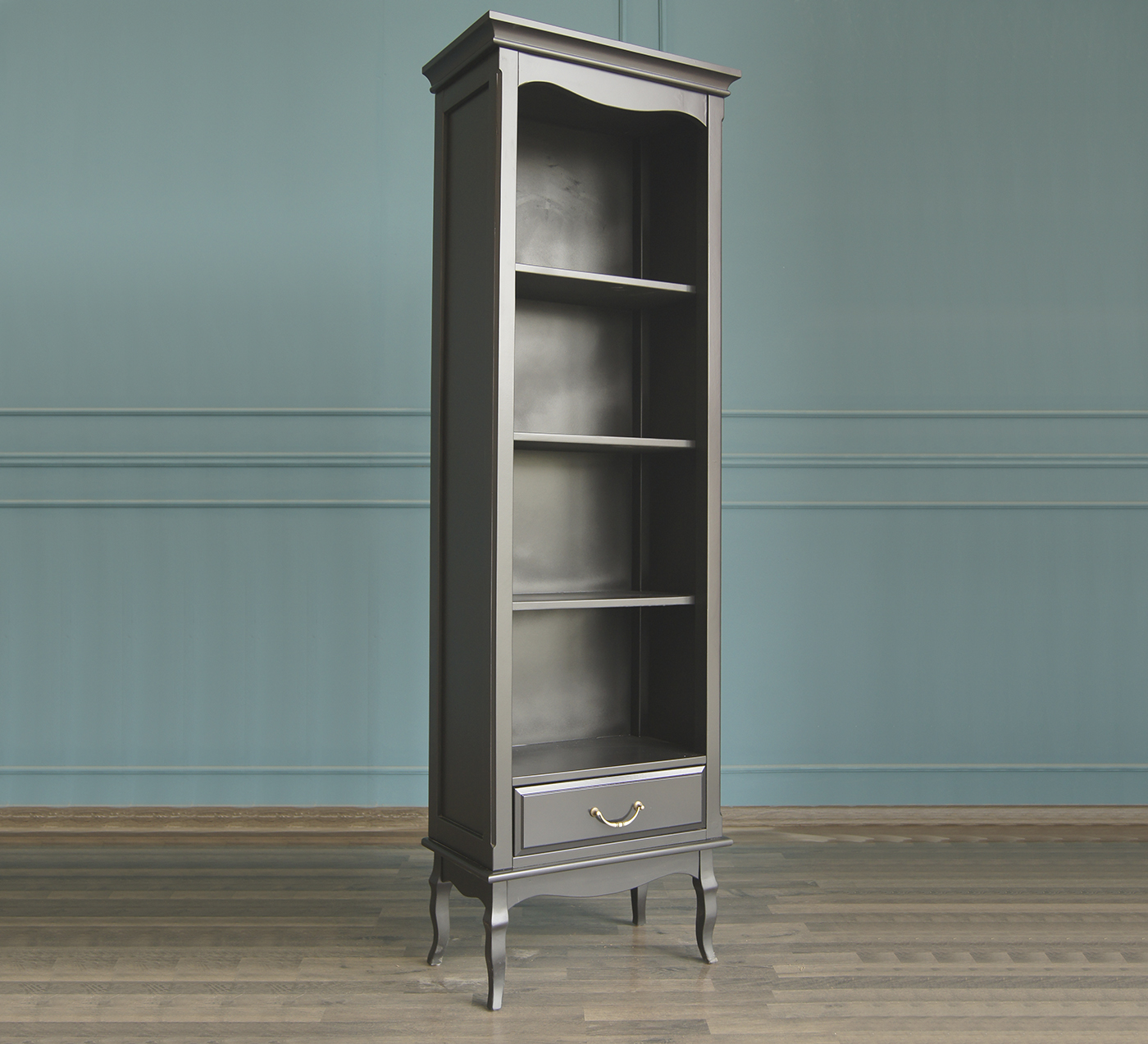 Стеллаж с ящиком узкий "Leontina Black"