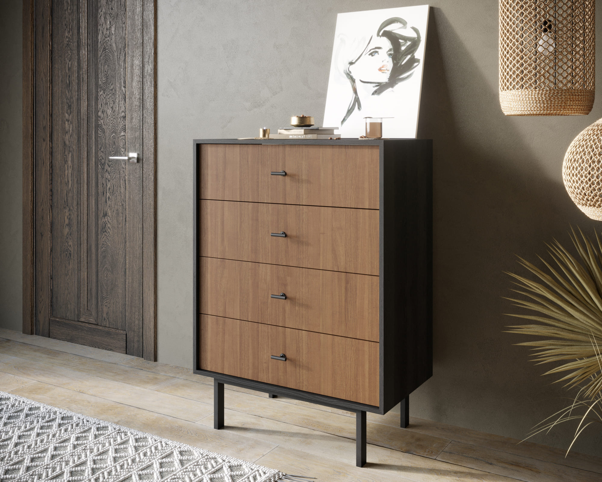 Комод вертикальный с четырьмя ящиками "Emerson"