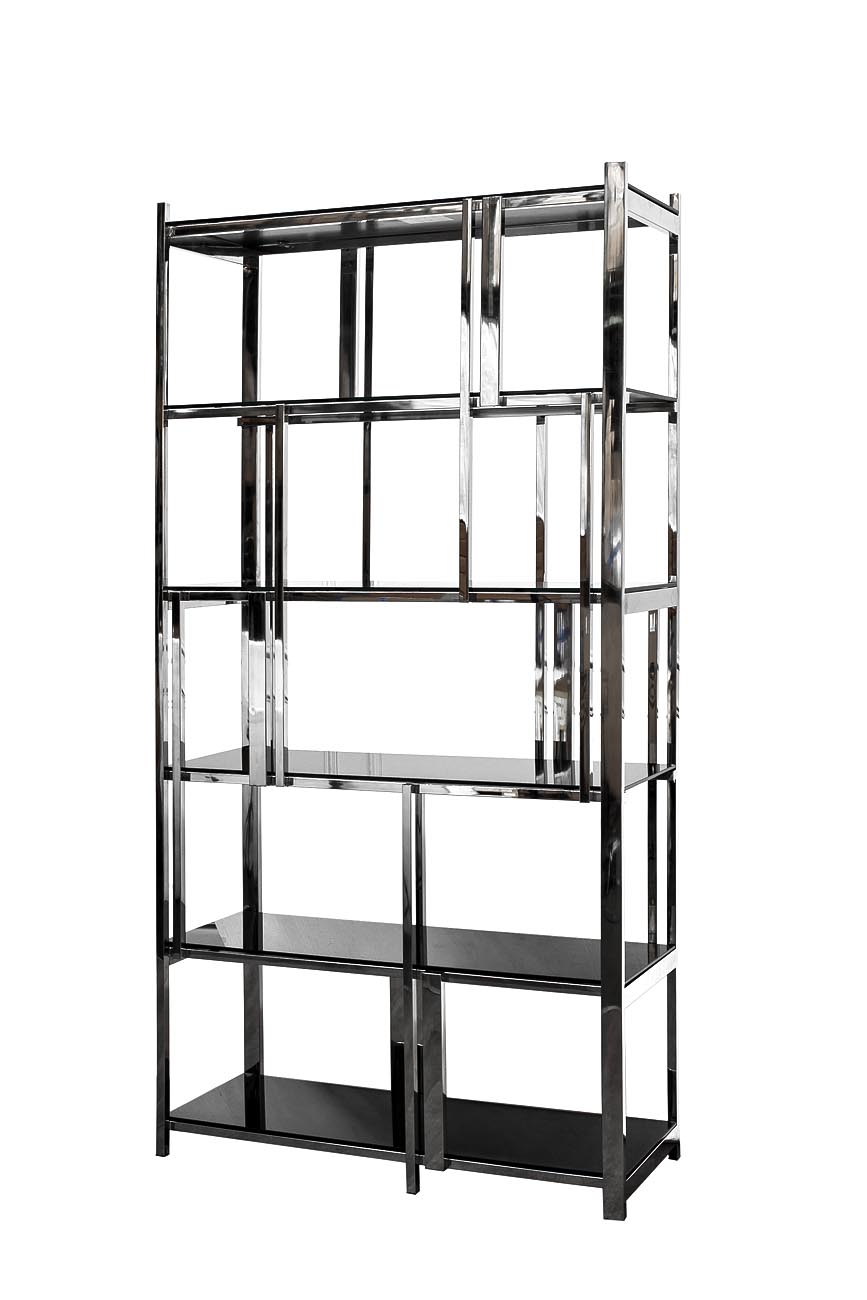 13RXSH3052-SILVER Стеллаж стекло черн./серебро