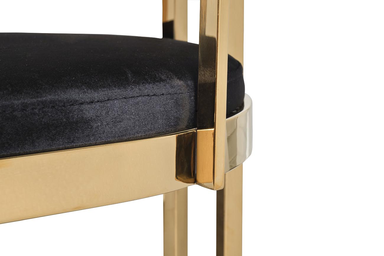 GY-B8216GOLD-BL Стул барный, велюр черный/золото 