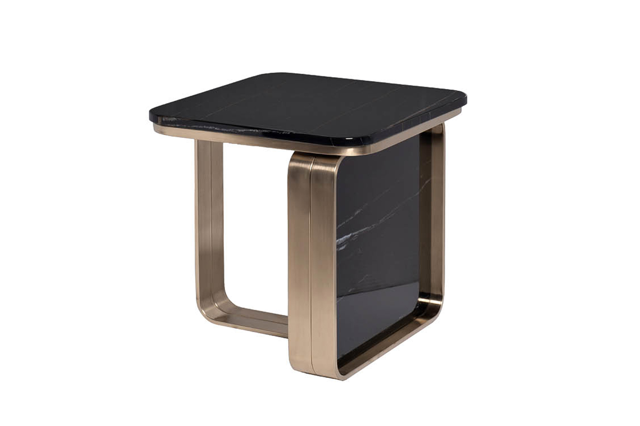 76AR-3183-STOL/ZH Стол журнальный иск. камень черный / золото 