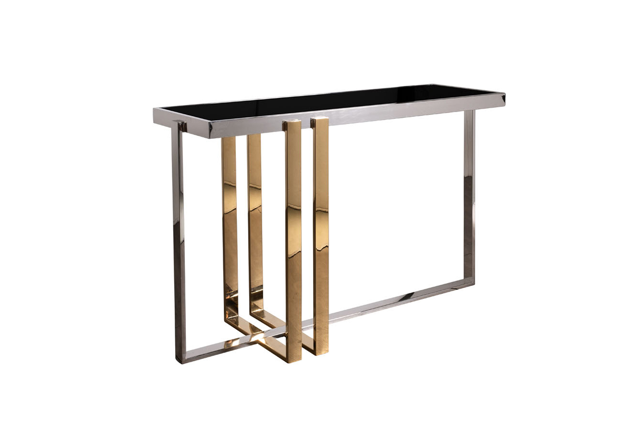 47ED-20900 Консоль черное стекло/ хром+золото