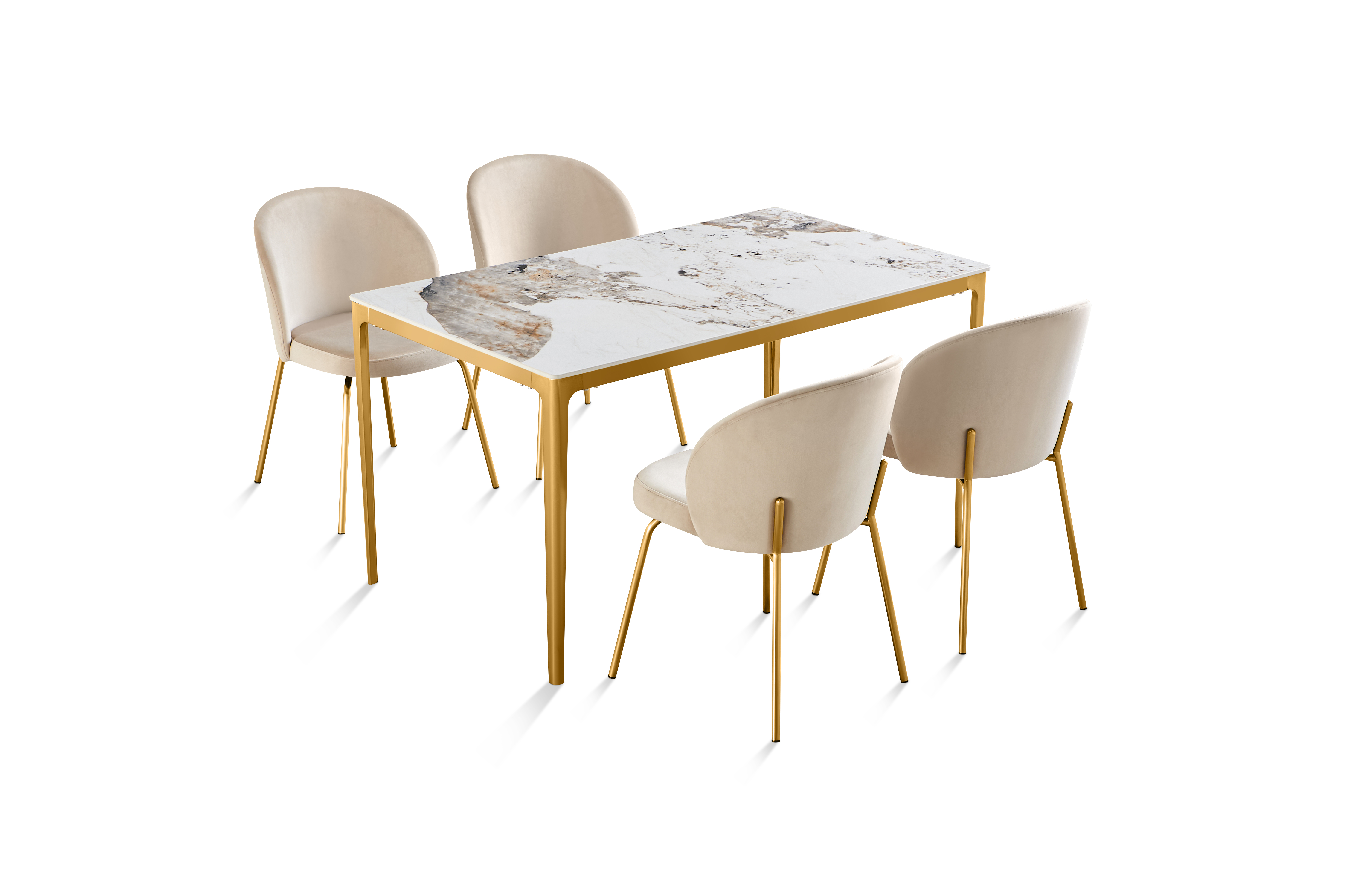 Стол обеденный Камео DT-3001S, 120х80х76 см, белый мрамор (Калаката)