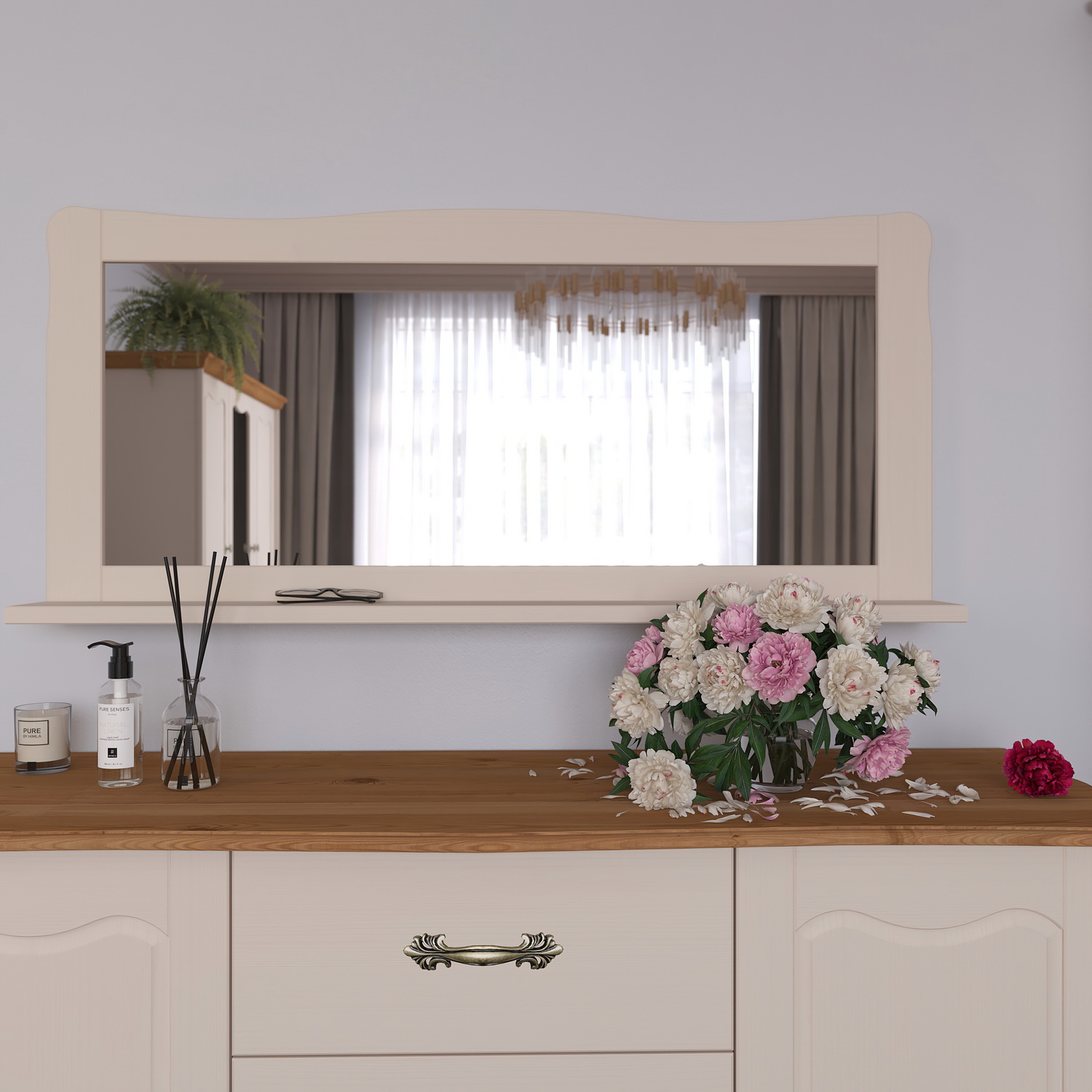 Зеркало с полкой сосна ЛеБо