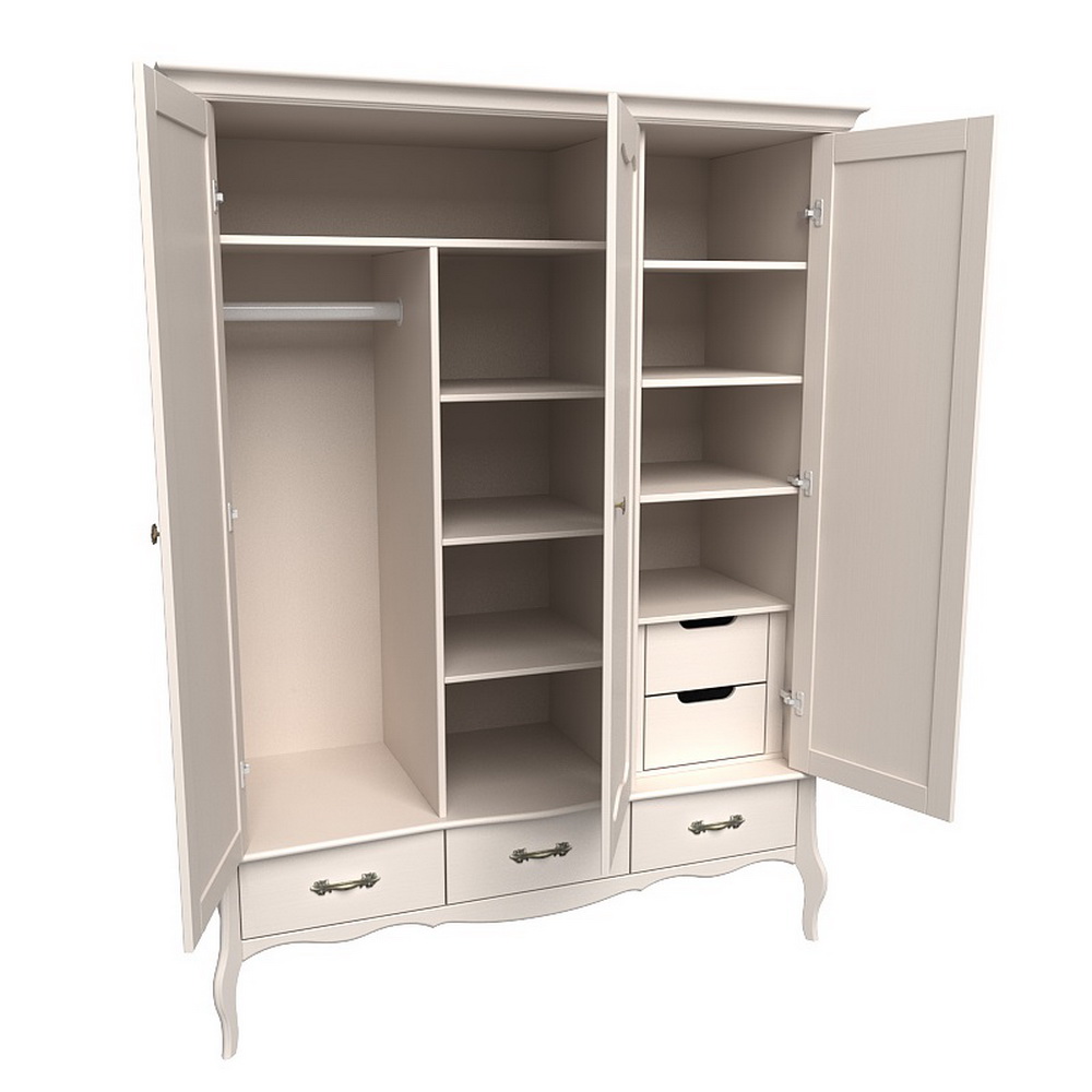 Шкаф ЛеБо 3-дверный с 2-мя стеклянными дверями и зеркалом