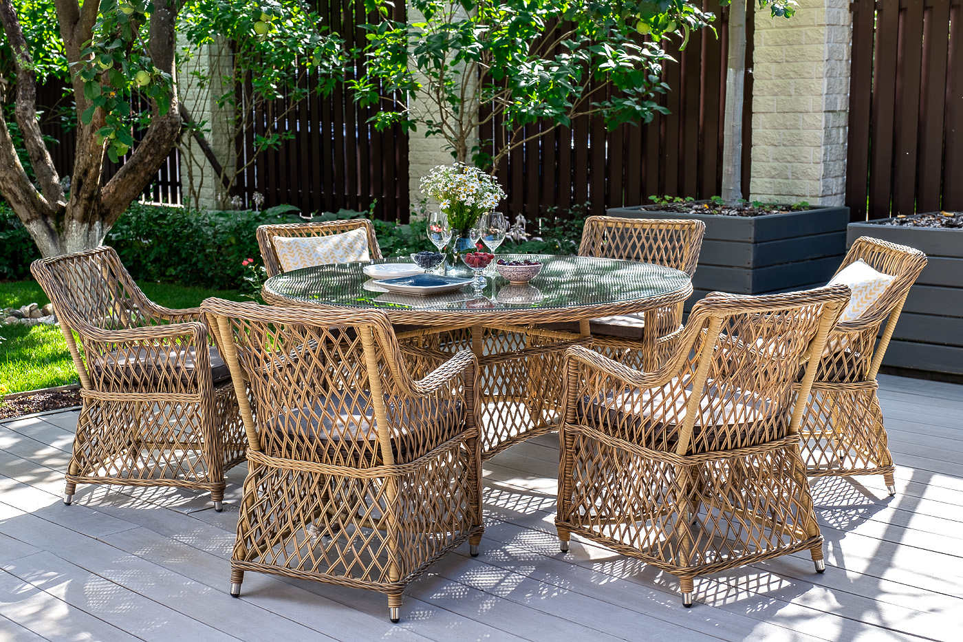 "Эспреззо–150 L" обеденная группа плетеная, цвет соломенный