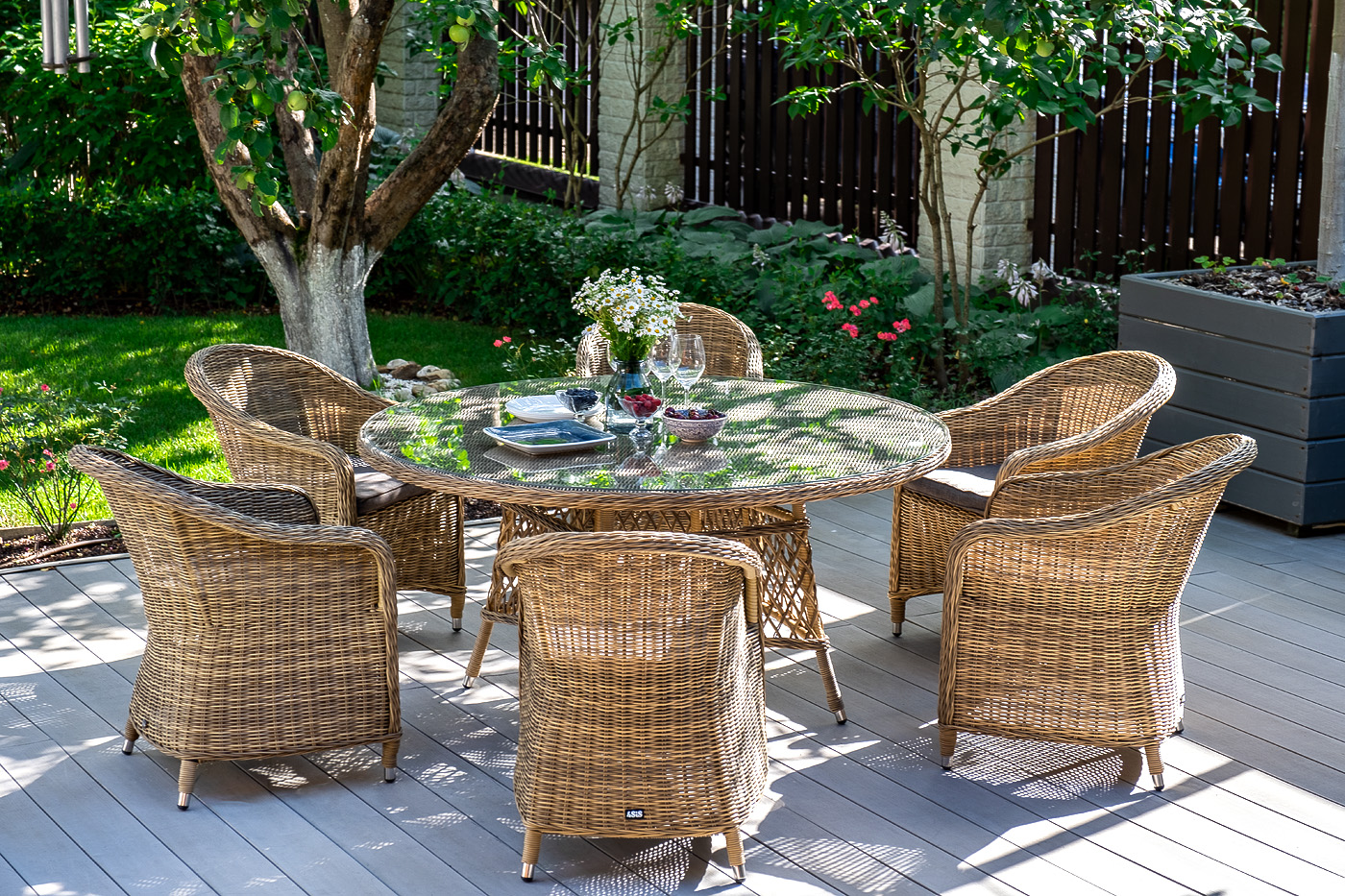 "Эспреззо–150 R" обеденная группа плетеная, цвет соломенный