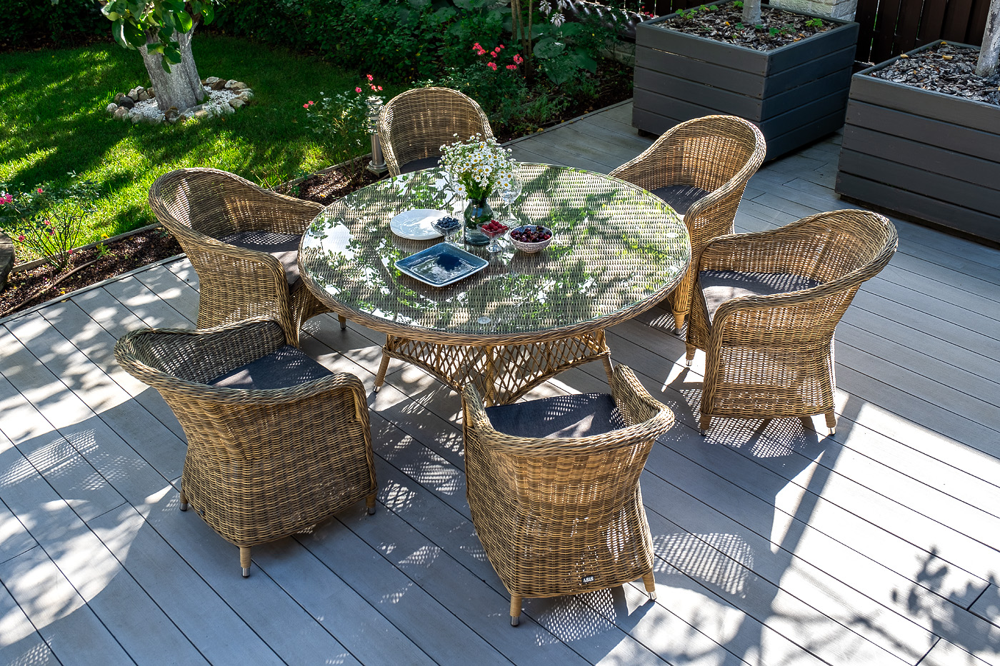 "Эспреззо–150 R" обеденная группа плетеная, цвет соломенный