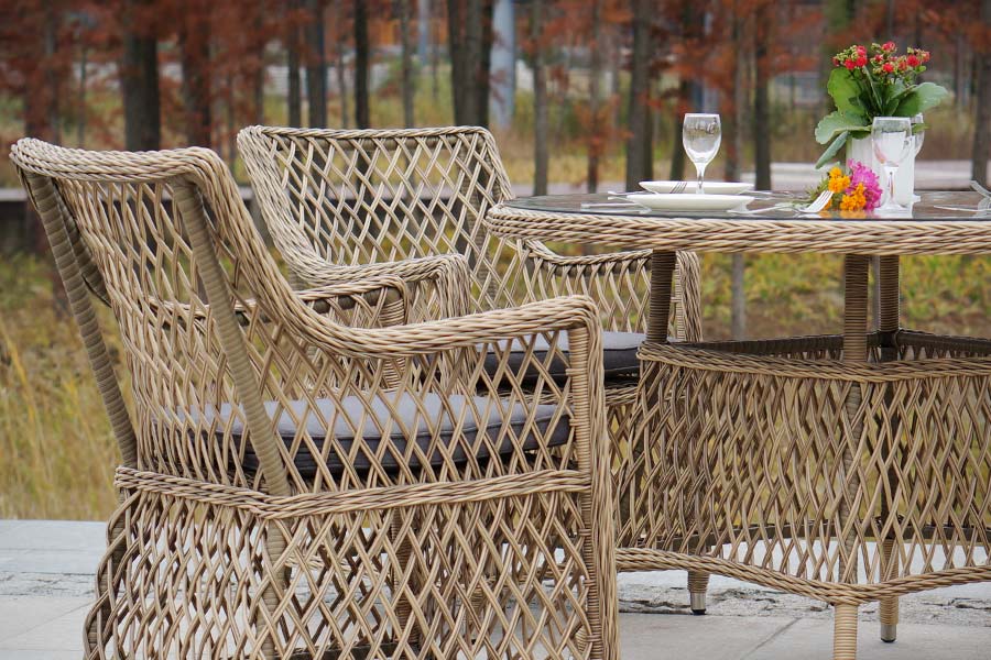 "Эспреззо" плетеный круглый стол, диаметр 118 см, цвет соломенный