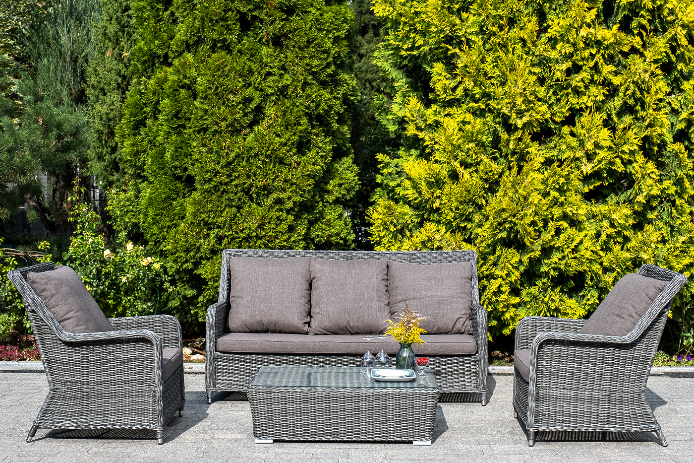 "Глиссандо" диван трехместный из искусственного ротанга, цвет графит