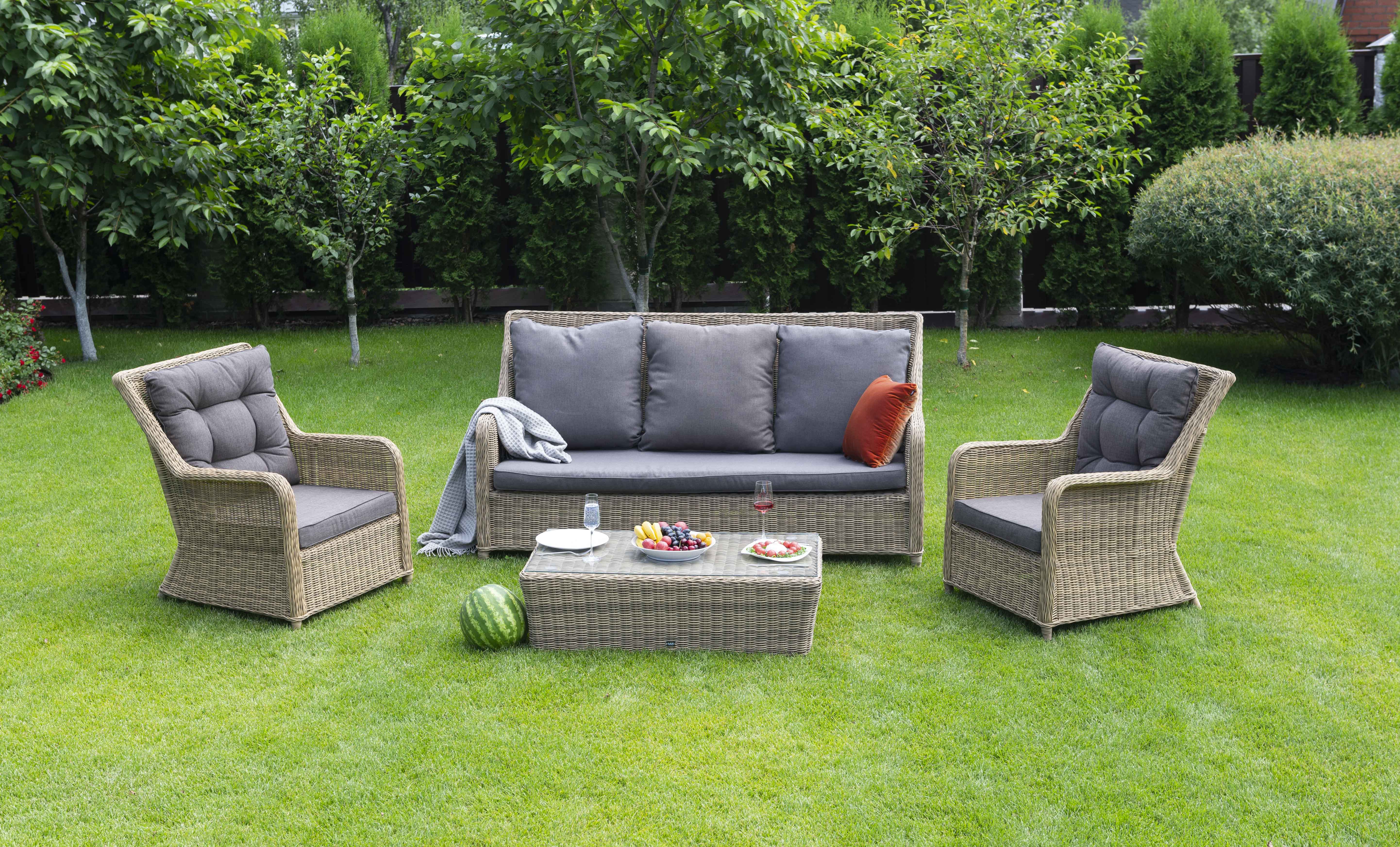 "Глиссандо" лаунж-зона из искусственного ротанга, цвет соломенный