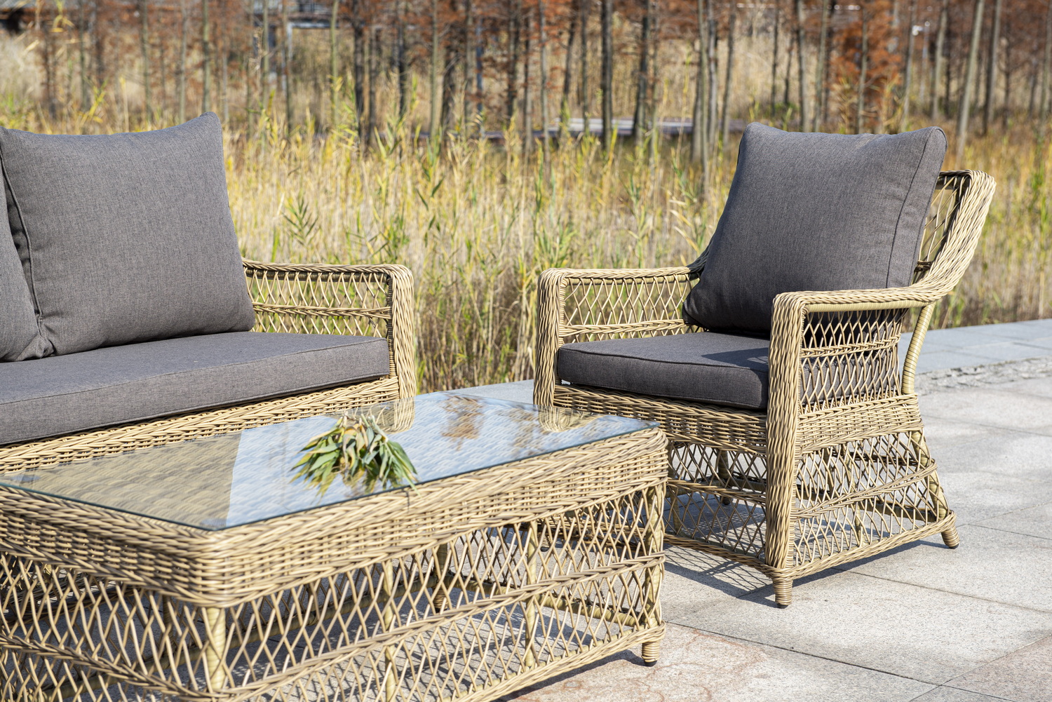 "Грандинелли" кресло из искусственного ротанга, цвет соломенный