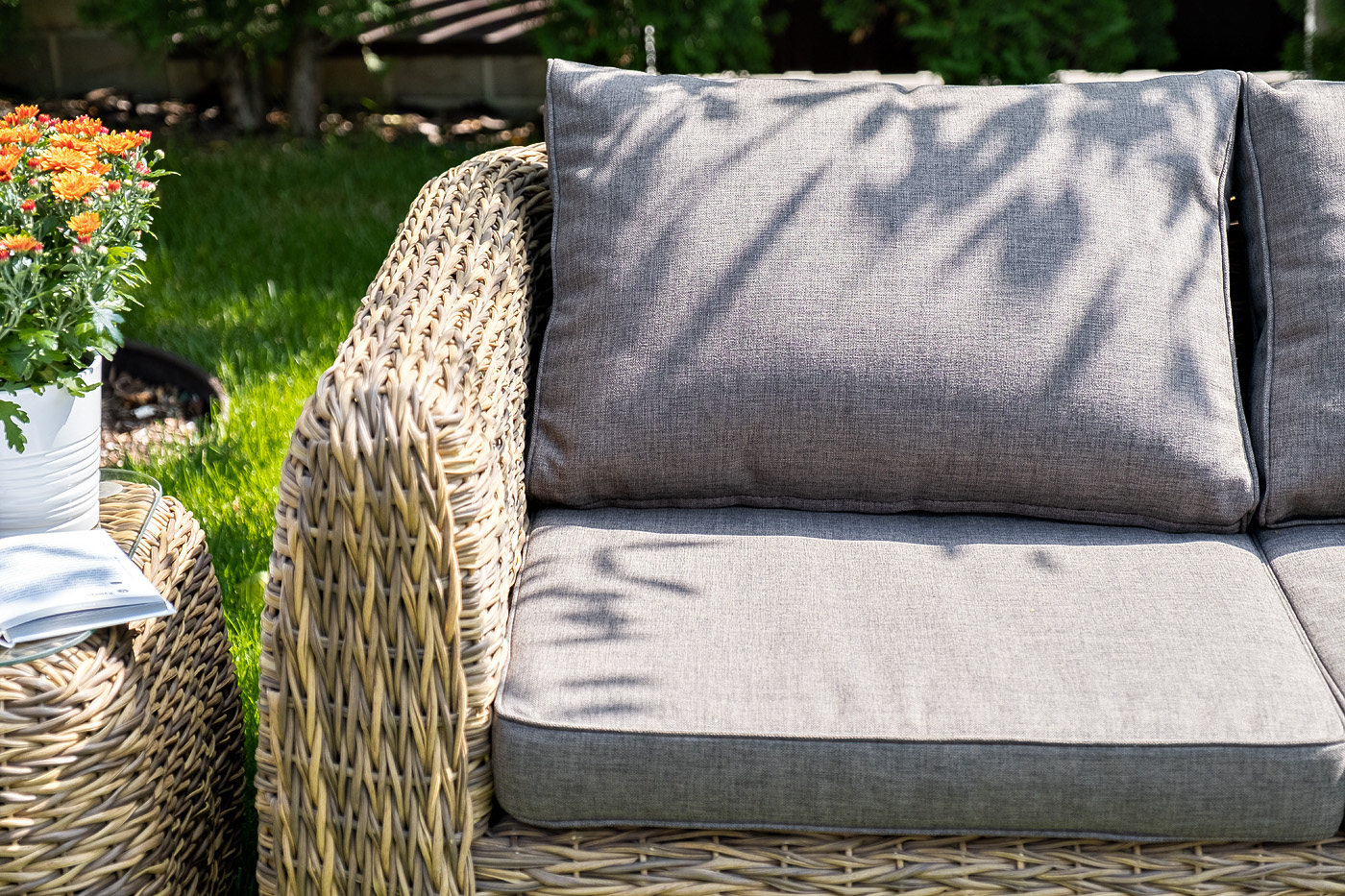 "Клиари" диван из искусственного ротанга (гиацинт) трехместный, цвет соломенный