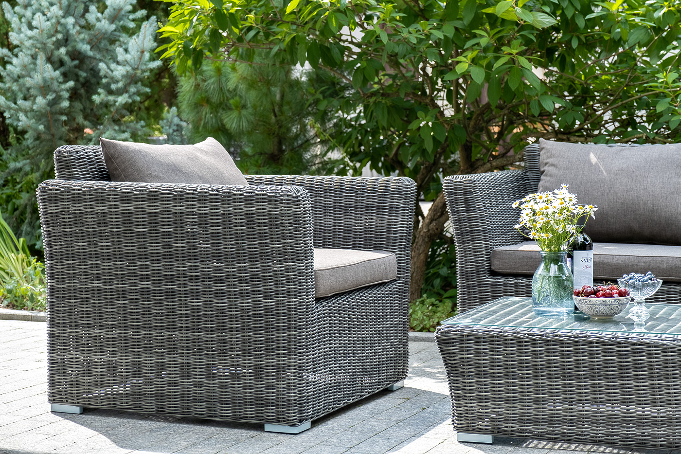 "Каприоли" лаунж-зона из искусственного ротанга, цвет графит