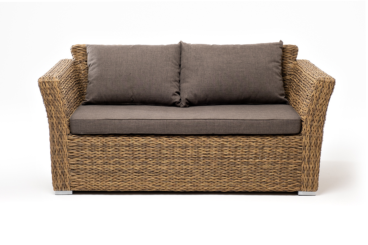 "Капуто" диван из искусственного ротанга (гиацинт) двухместный, цвет соломенный