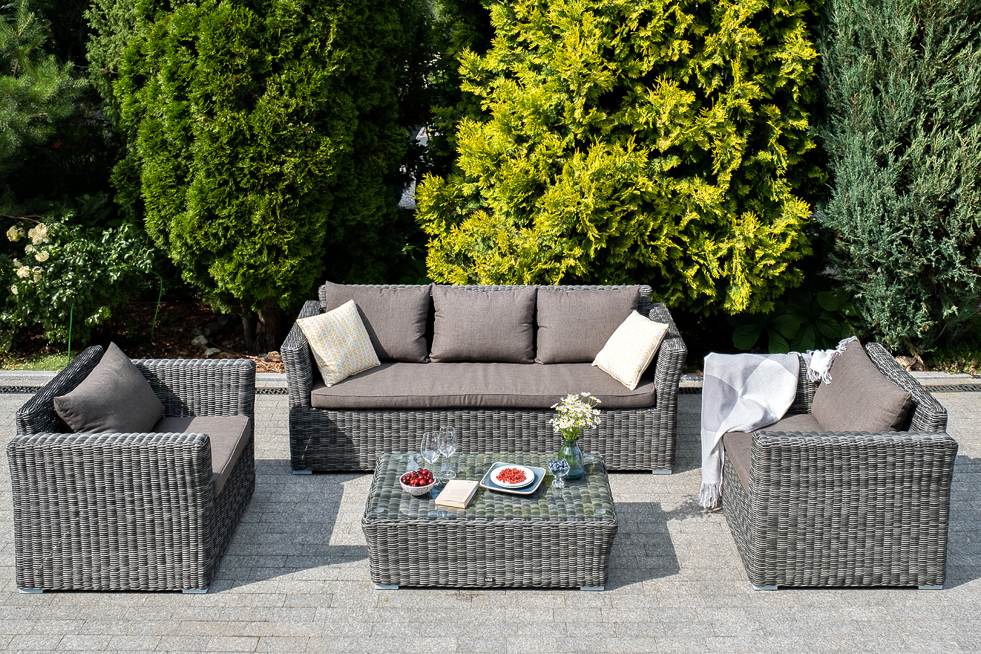 "Капуто" лаунж-зона из искусственного ротанга, цвет графит