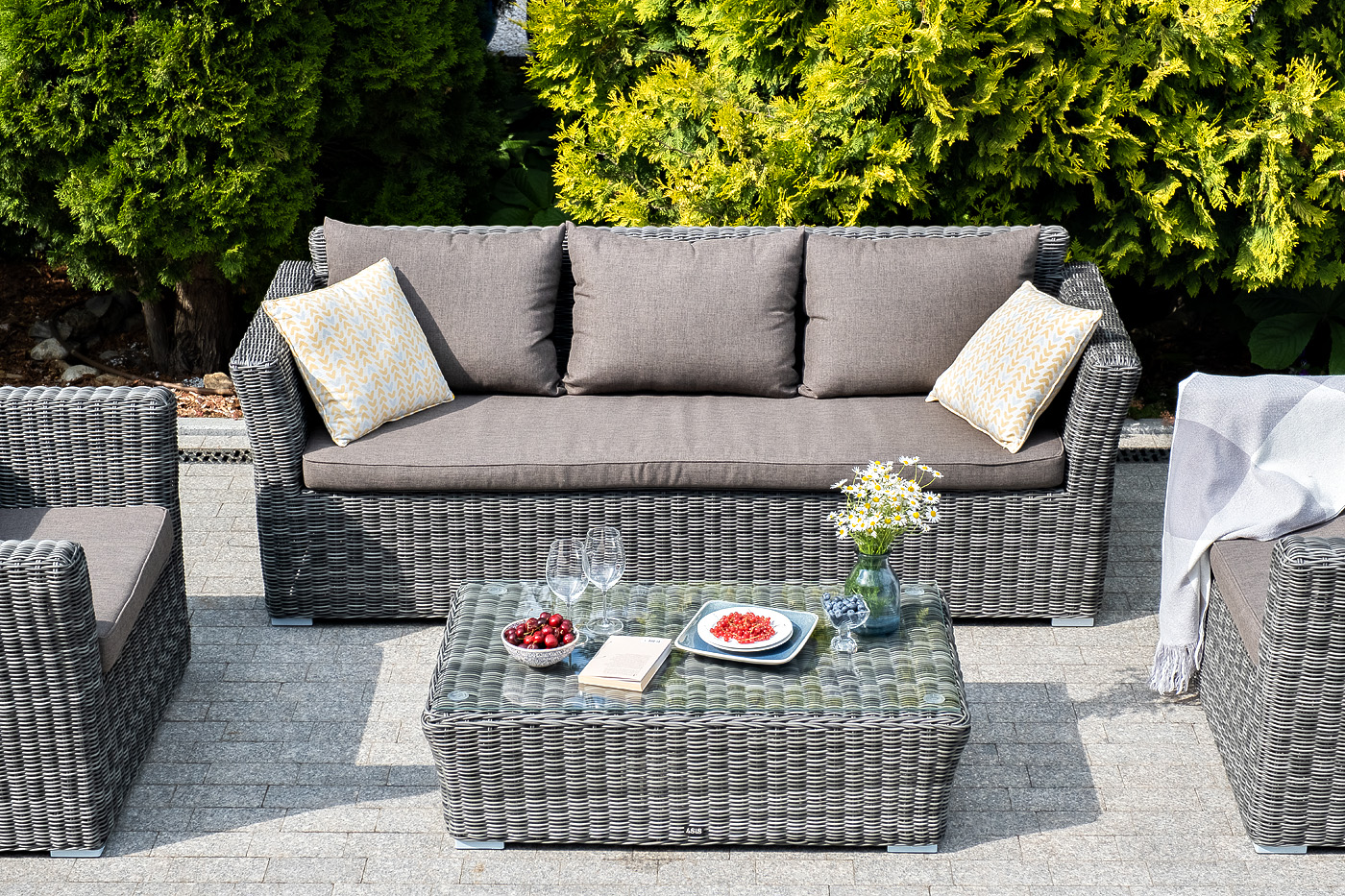 "Капуто" лаунж-зона из искусственного ротанга, цвет графит