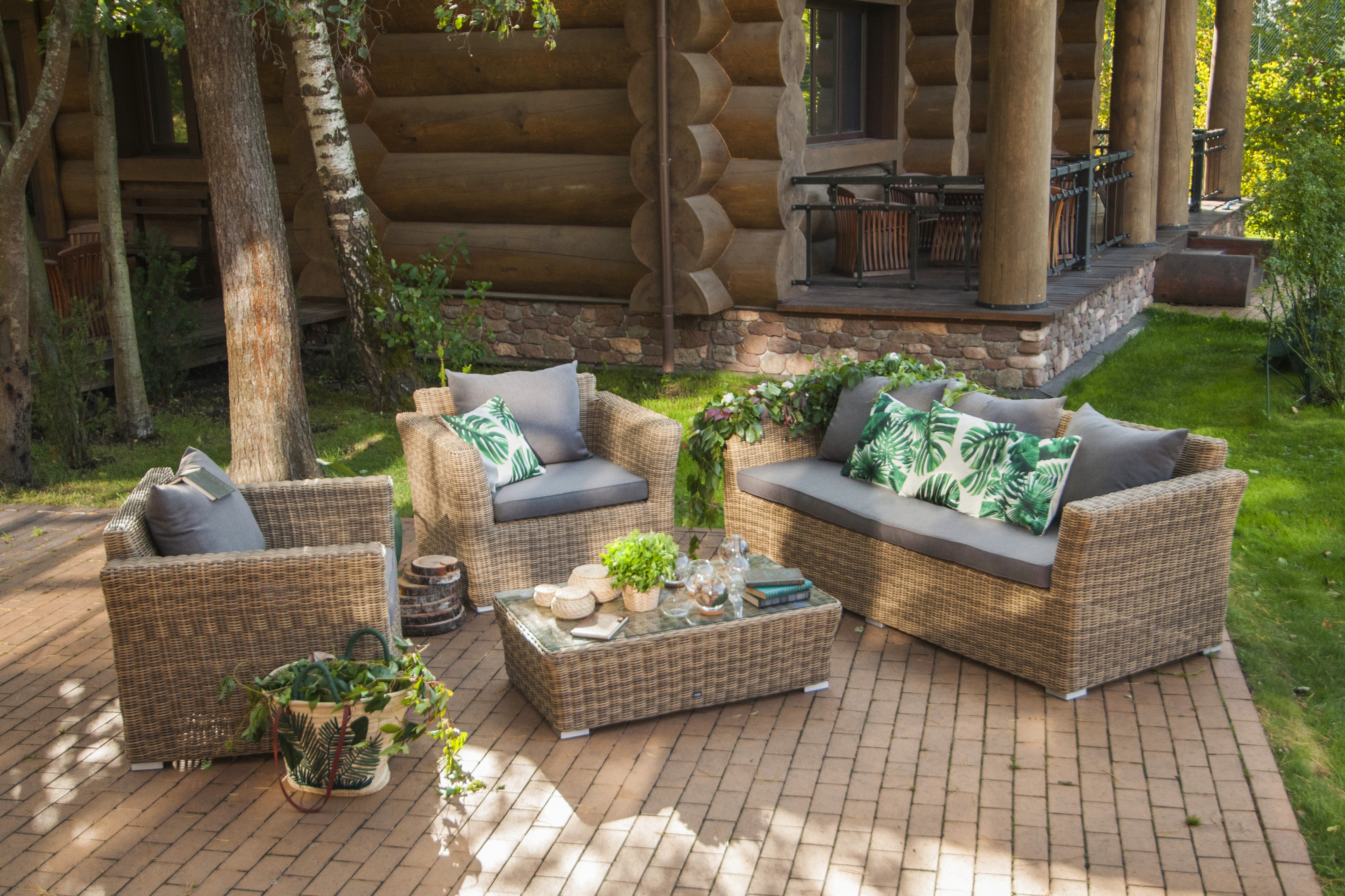 "Капуто" лаунж-зона из искусственного ротанга, цвет соломенный