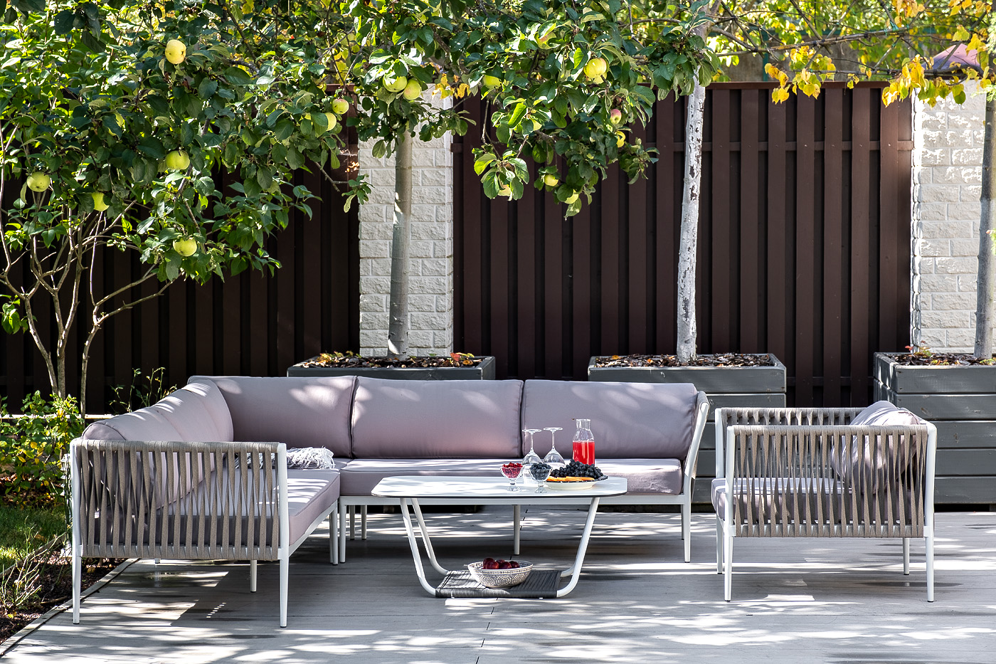 "Калабрия" модульная лаунж-зона из роупа (веревки), каркас из алюминия