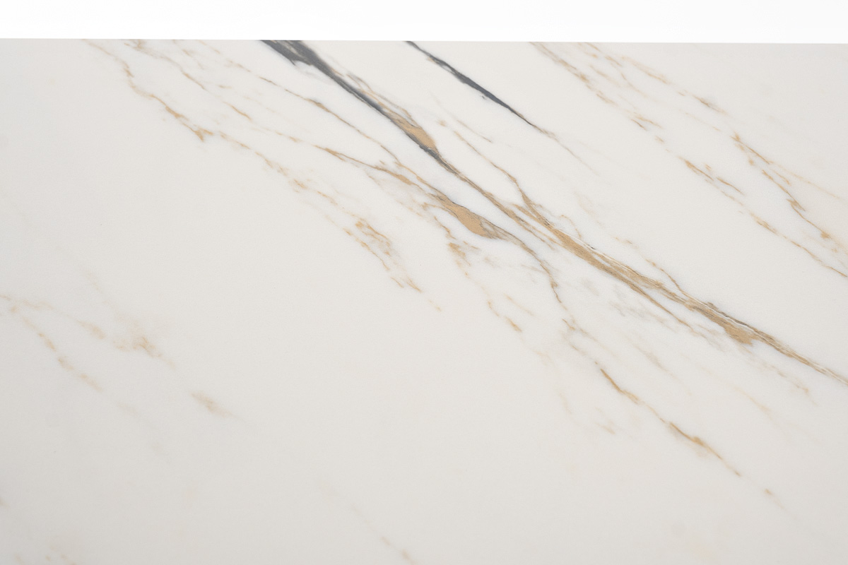 "Юпитер" стол интерьерный раздвижной обеденный из керамики, цвет белый глянцевый