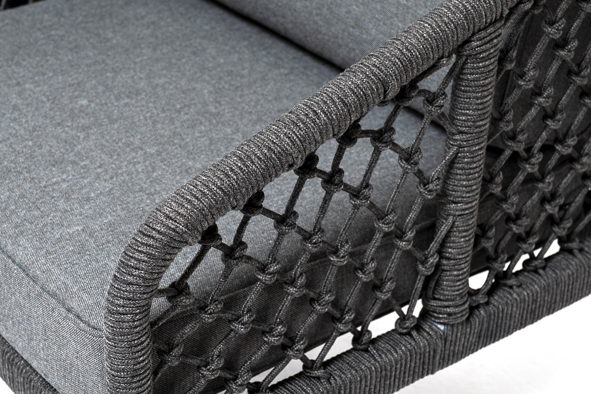 "Каннизо" лаунж-зона 4-местная из роупа узелкового плетения, каркас алюминий, роуп темно-серый