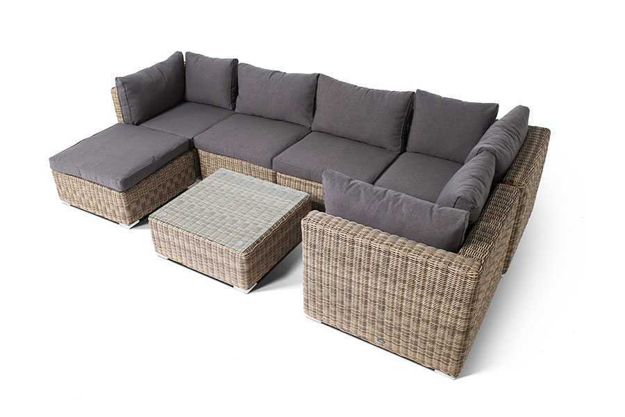 "Лунджи" модуль диванный прямой с подушками, цвет соломенный