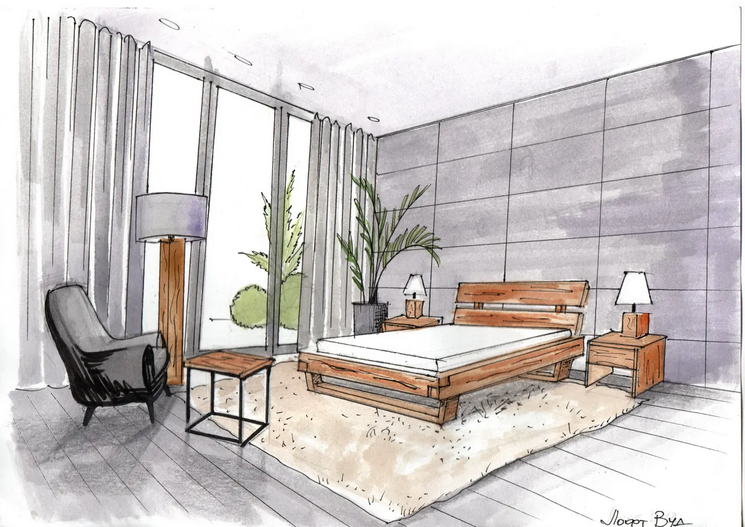 Спальня Лофт Вуд